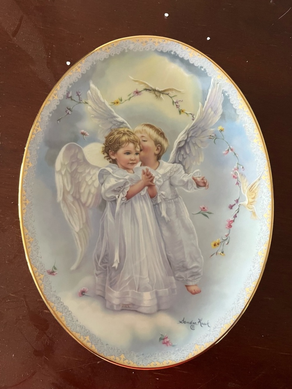 Heavenly Angels Decorative Glass Art Plate - White and Pastel
